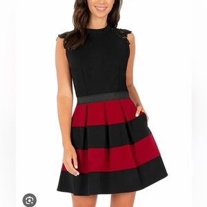Fit and flare black and red dress
